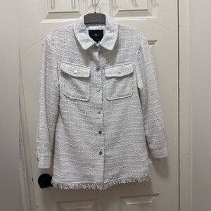 7 For All Mankind Tweed Jacket/Shacket White Size Small